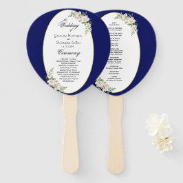 Abanico Elegante ceremonia de boda boho azul floral