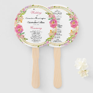 Abanico Elegante ceremonia de boda boho floral dorada de p
