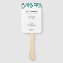 Abanico Elegante ceremonia de boda con vegetación azul tur