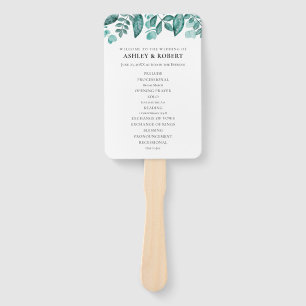 Abanico Elegante ceremonia de boda con vegetación azul tur