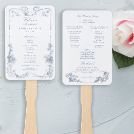 Abanico Elegante Classic Dusty Blue Floral Francesa