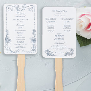 Abanico Elegante Classic Dusty Blue Floral Francesa
