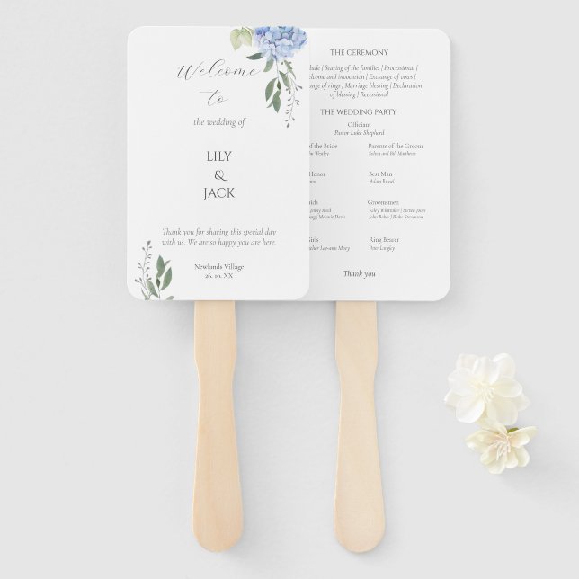 Abanico Elegante conjunto de ventiladores de hidrangea bla (Anverso y reverso)