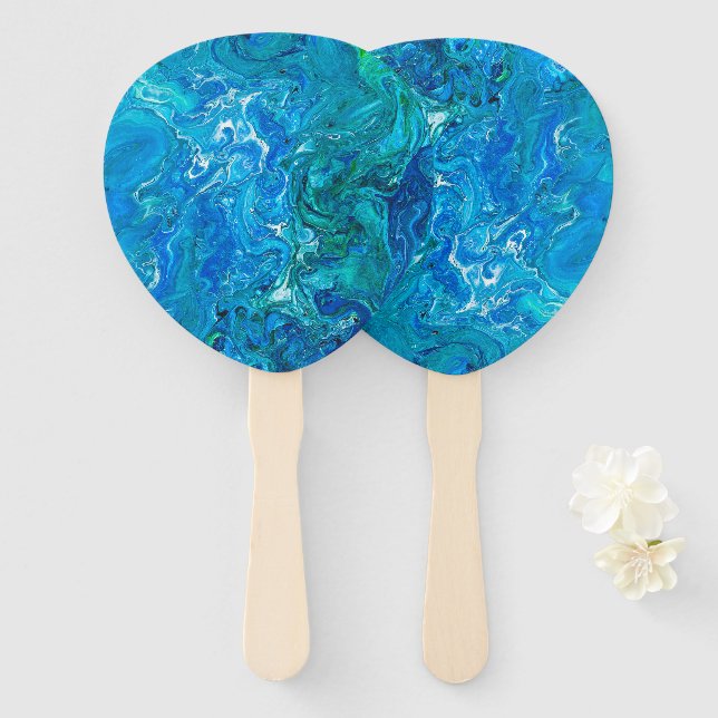 Abanico Elegante Crazy Lace Agate 2 - Blue Aqua (Anverso y reverso)
