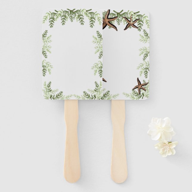 Abanico Elegante eucalipto y fanático de los Bodas de pez  (Anverso y reverso)