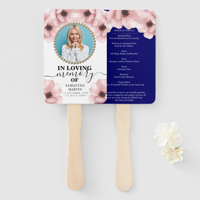 Abanico Elegante Flower Celebration of Life Hand Fan (Anverso y reverso)