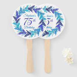 Abanico Elegante guirnalda azul 75 cumpleaños