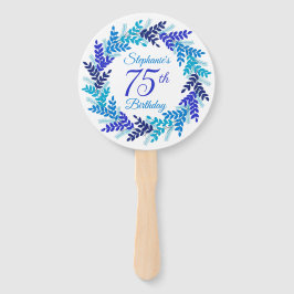 Abanico Elegante guirnalda azul 75 cumpleaños