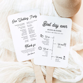 Abanico Elegante Mejor Día Boda Programa Cronología