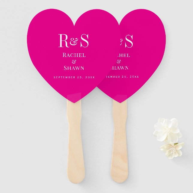 Abanico Elegante Moda rosa Boda de monograma moderno (Anverso y reverso)