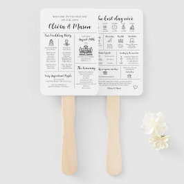 Abanico Elegante Moderno Programa de Boda Infográfico Únic