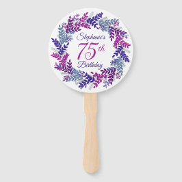Abanico Elegante morado de la guirnalda rosa 75 cumpleaños