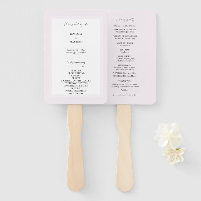 Abanico Elegante negro y líaco Minimalista (Anverso y reverso)