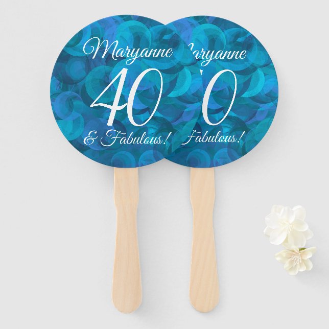 Abanico Elegante Ocean Blue 40 y fabulosa fiesta de cumple (Anverso y reverso)