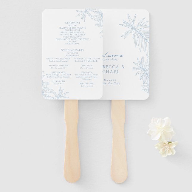 Abanico Elegante orden botánico de Dusty Blue (Anverso y reverso)