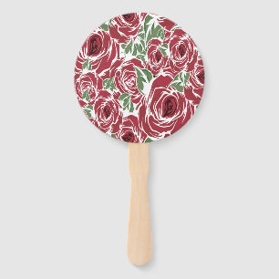 Abanico Elegante patrón de Rosa Vintage - Floral roja y ve