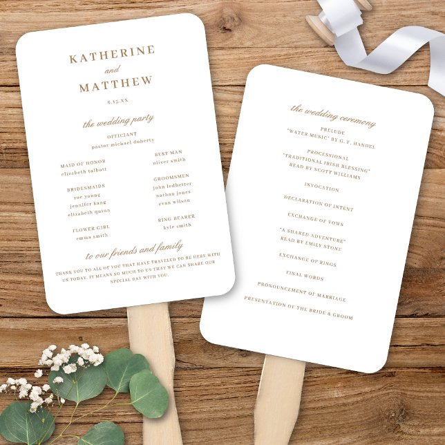Abanico Elegante programa clásico de ceremonias de Boda de (Elegant Classic Wheat Wedding Ceremony Program Hand Fan)