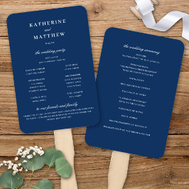 Abanico Elegante programa de Boda azul de la Marina de Mod