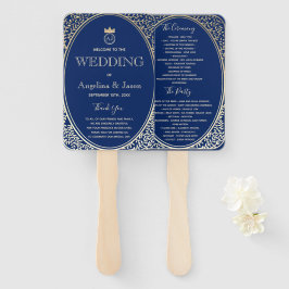 Abanico Elegante Programa de Boda Azul Marino