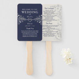 Abanico Elegante programa de boda azul marino