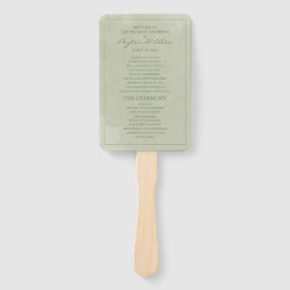 Abanico Elegante Programa de Boda con Acuarela Verde