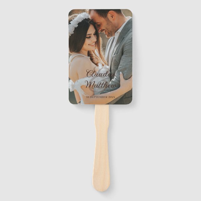Abanico Elegante Programa de Boda con Café Espresso y Letr (Anverso)