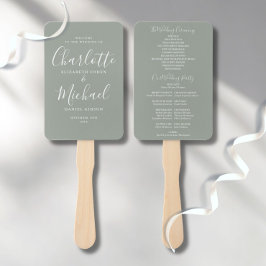 Abanico Elegante programa de boda con letra de firma moder