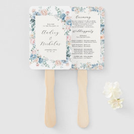 Abanico Elegante programa de Boda de Floral Azul Dusty