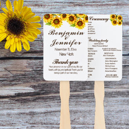 Abanico Elegante programa de boda de girasol ruso moderno