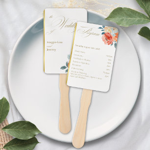 Abanico Elegante Programa de Boda de Guión Floral de Rubor