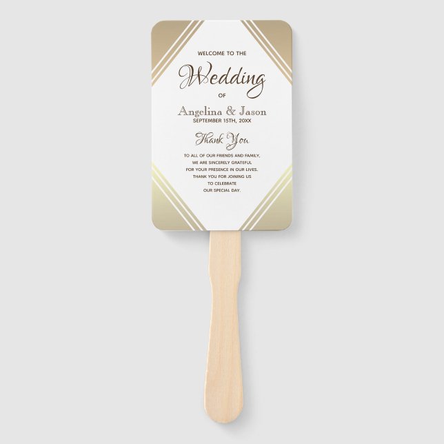Abanico Elegante Programa de Boda de Oro (Anverso)