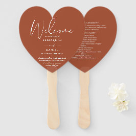 Abanico Elegante Programa de Boda de Terracota Corazón