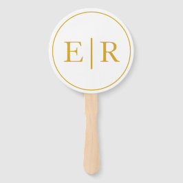 Abanico Elegante programa de Boda en Monograma de Oro