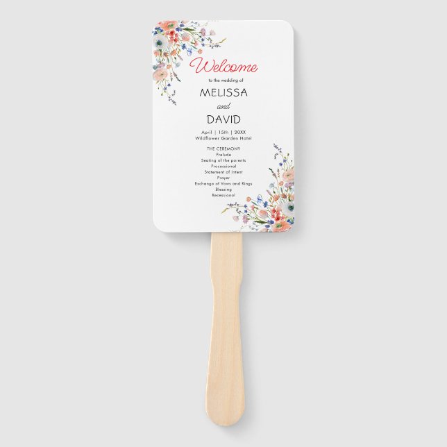 Abanico Elegante Programa de Boda Floral (Anverso)