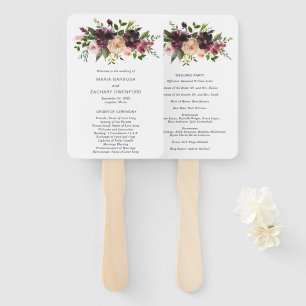 Abanico Elegante Programa de Boda Floral Borgoña Púrpura