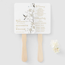 Elegante programa de Boda Floral Chinoiserie Gold