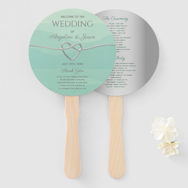Abanico Elegante Programa de Boda Gris (Anverso y reverso)