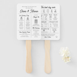 Abanico Elegante programa de boda infográfica única y mode