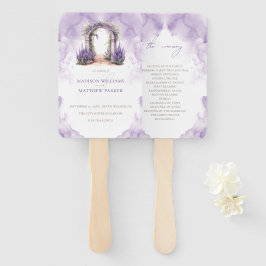 Abanico Elegante Programa de Boda Jardín Arco Lavender