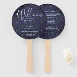 Abanico Elegante Programa de Boda Místico Celestial Corazó