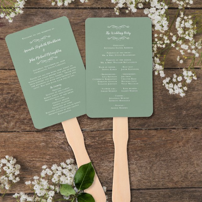 Abanico Elegante programa de Boda Moderna Ceremonia Sage G (Subido por el creador)