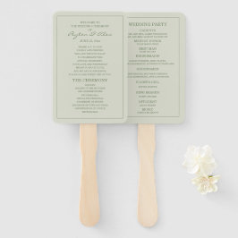 Abanico Elegante Programa de Boda Verde Menta Suave Salvia