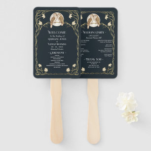 Abanico Elegante programa de bodas de búhos de estilo Art