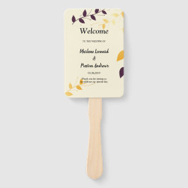 Abanico Elegante programa de bodas de hojas doradas púrpur