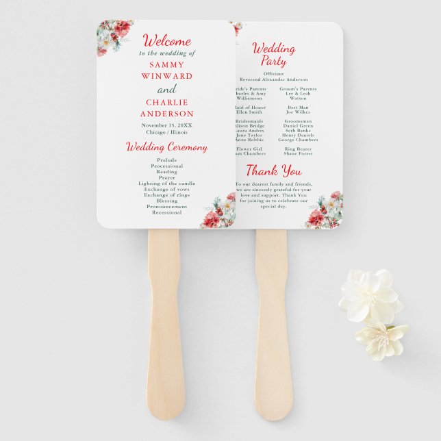 Abanico Elegante programa de Bodas de Invierno de Verdeder (Anverso y reverso)
