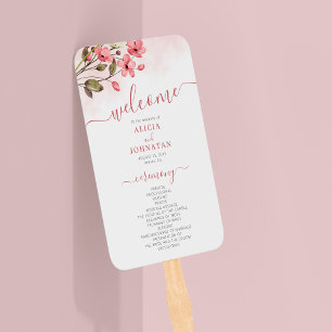 Abanico Elegante programa de bodas de jardín florido rosa