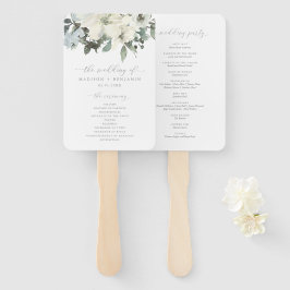Abanico Elegante programa de bodas de marfil-salvia floral