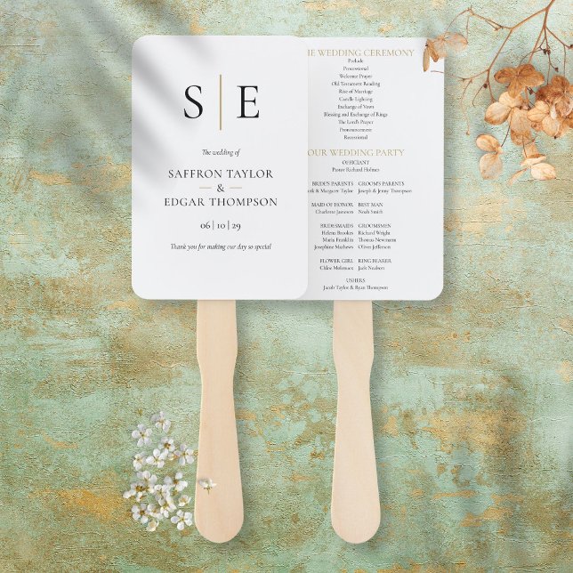 Abanico Elegante programa de bodas de monogramas (Subido por el creador)