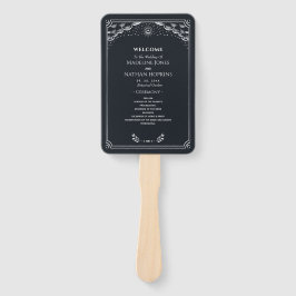 Abanico Elegante programa de bodas góticas de plata tarot