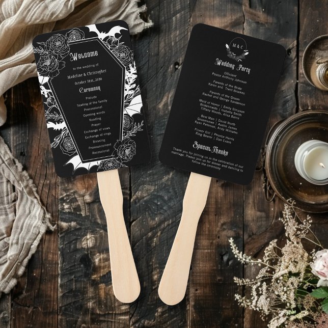 Abanico Elegante programa de Bodas Negras con Flores Gótic (Subido por el creador)